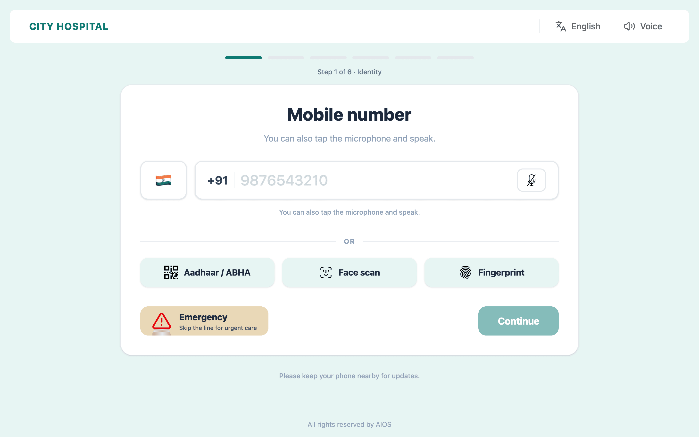 Patient Registration Kiosk screenshot